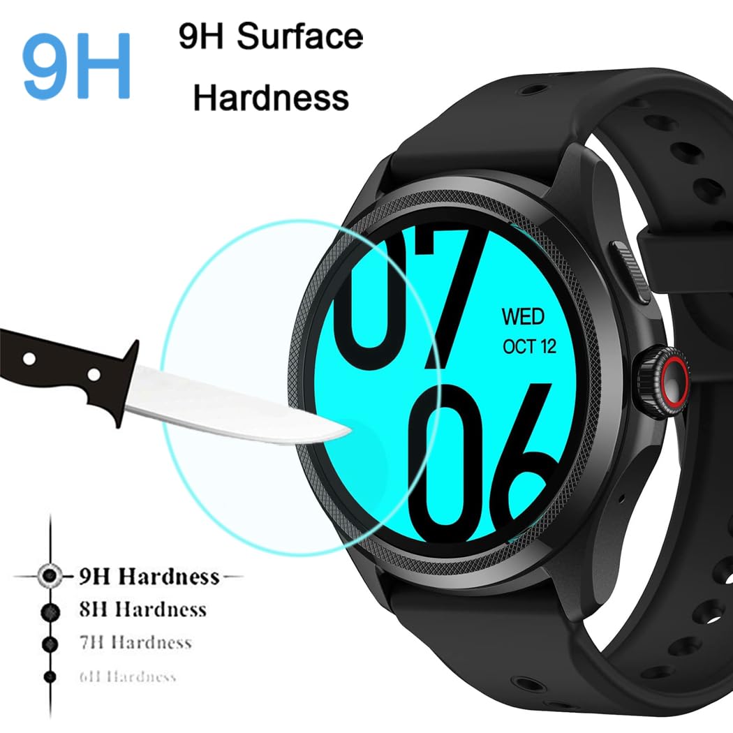 Yoomigle 4 Pack Compatible with Ticwatch Pro 5 Screen Protector Tempered Glass for Ticwatch Pro5 Smartwatch Screen Protectors Cover Foils Glass Anti-Scratch Anti-Fingerprint No Bubble - Image 3