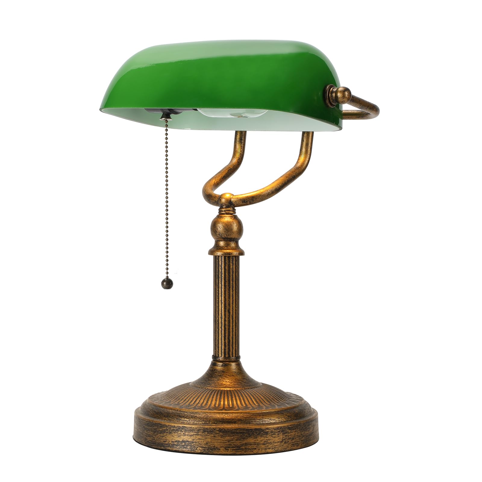 NISSAFORS Bankers Desk Lamp, Green Glass Shade, Vintage Desk Lamp