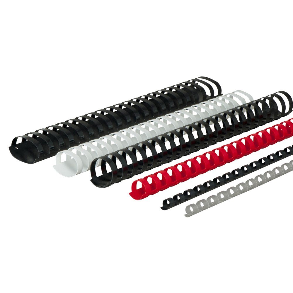 r&b Plastikbinderücken DIN A4, schwarz, 100 Stück, 21 Ringe, Binderücken, Premium (8 mm / 45 Blatt)