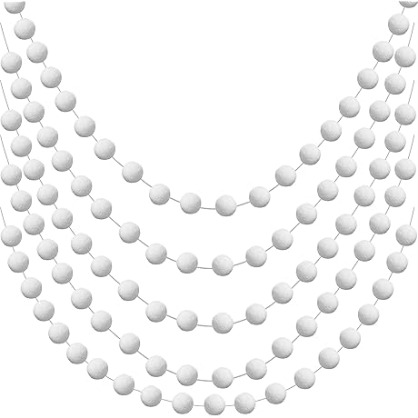 5 Pieces Christmas Felt Ball Garland Set