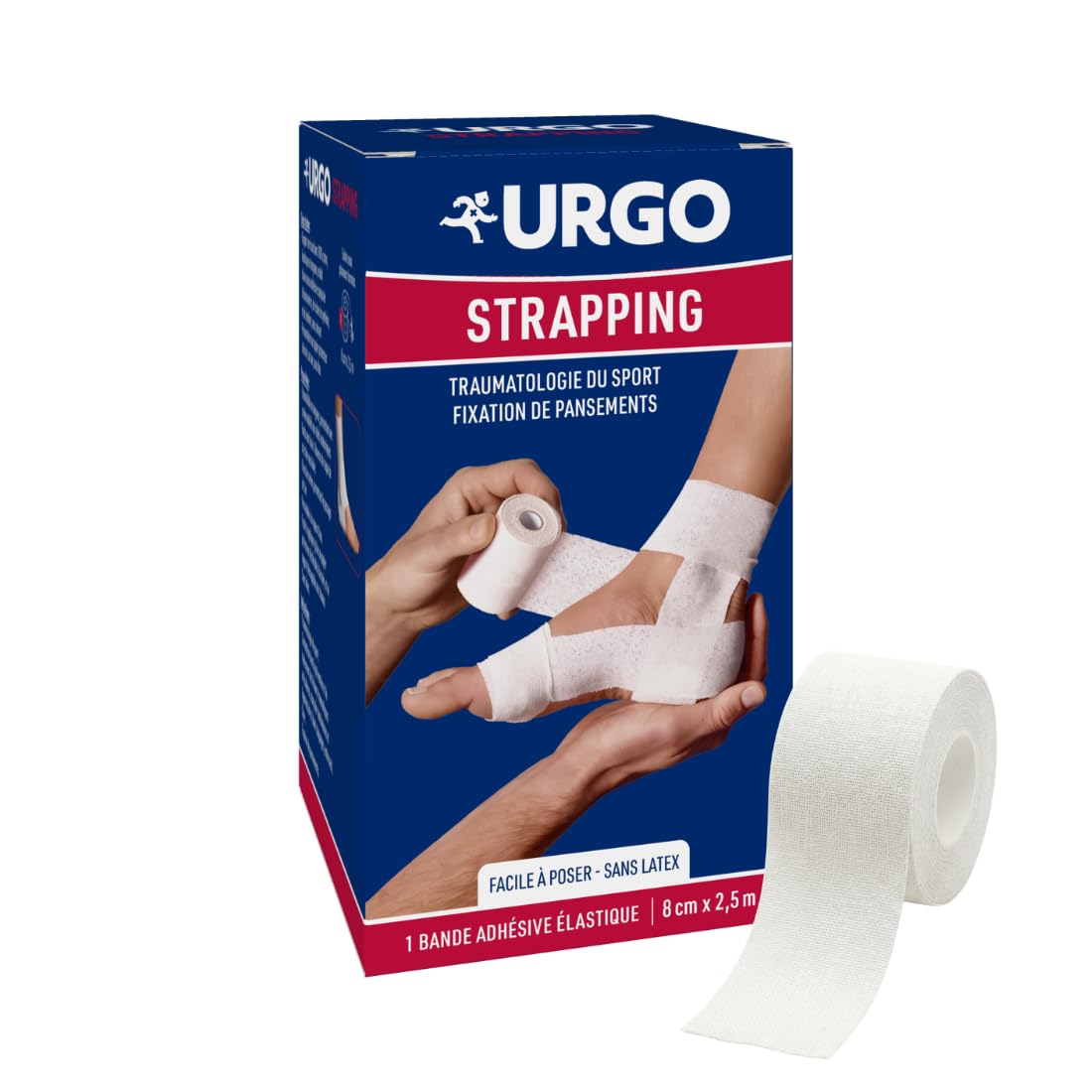Urgo - Strapping - Elastyczna taśma klejąca - Wkład/mocowanie bandażów - 1 taśma 2,5 mx8cm