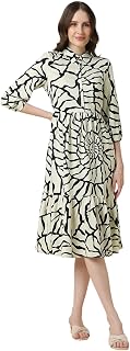 Allen Solly Women's Lyocell Modern Knee-Length Dress