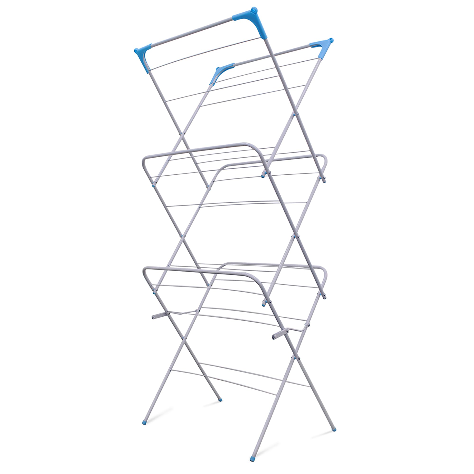 Crystals 3 Tier Foldable Clothes Airer, Folding Clothes Horse, Clothes Drying Rack, Non-Slip Feet Indoor/Outdoor, Laundry Clothes Rack, Washing Line Airer Drying Rack (Off White)