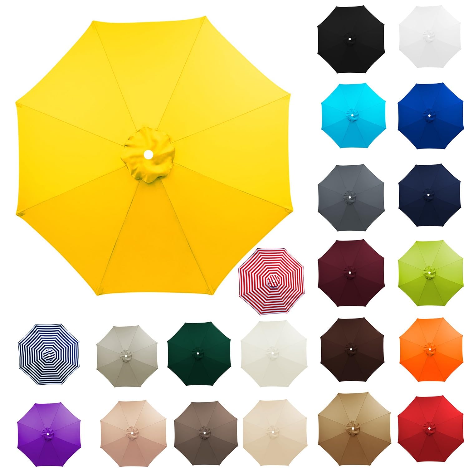 Replacement Parasol Canopy For 8 Arms, Strong and Thicck Garden Umbrella Replacement Cover, UV Protection Waterproof, Umbrella Covers For Garden Deck Backyard Pool(Yellow,230cm)
