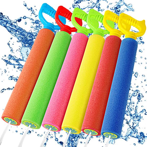 Kids Foam Water Guns, 6 Pcs, Pool Toys for Summer Fun