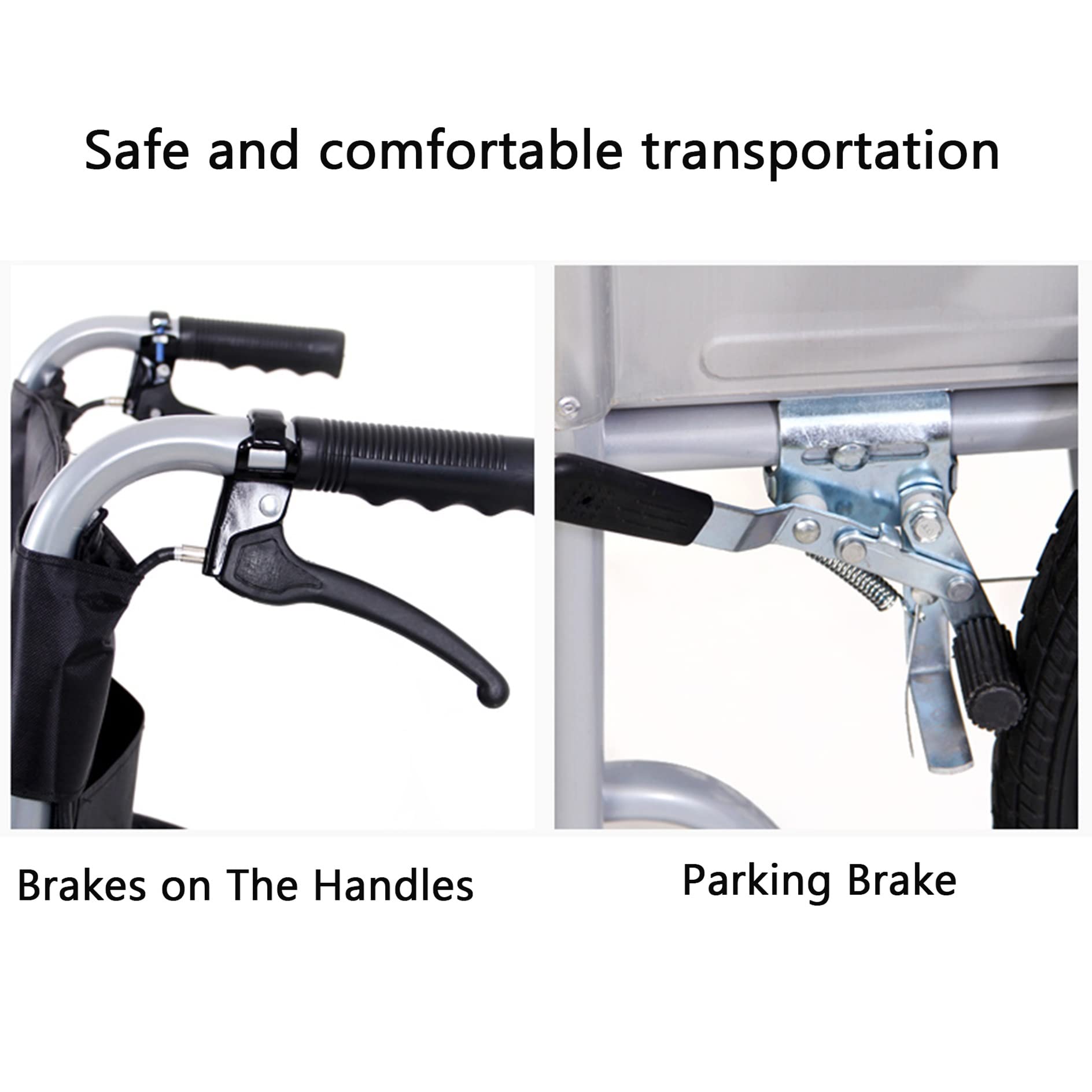 Silla de Ruedas de Transporte Plegablera,Sillas de Ruedas Autopropulsables Plegables Fuertes para Adultos/Black