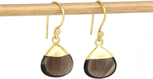 Miniatura 113 de Gempires - Pendiente de gancho de pera natural, pendiente de meditación, joyería hecha a mano, regalo para ella