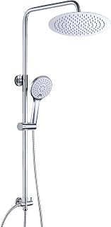 JOHO Columna de Ducha Acero Inoxidable sin Grifo Thermostato, Set Ducha con Barra Altura Adjustable con Ducha Mano Alcachofa y Cabezal Rociador Lluvia 20cm, Cromo