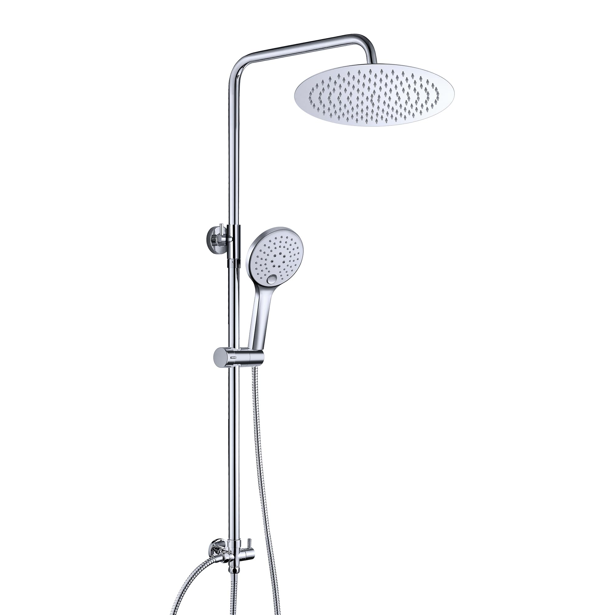 JOHO Edelstahl Duschset ohne Armatur, Chrom Wassersparend Duschsystem, Regendusche set, Überkopfbrause set, Duschgarnitur, Kopfbrause D20cm