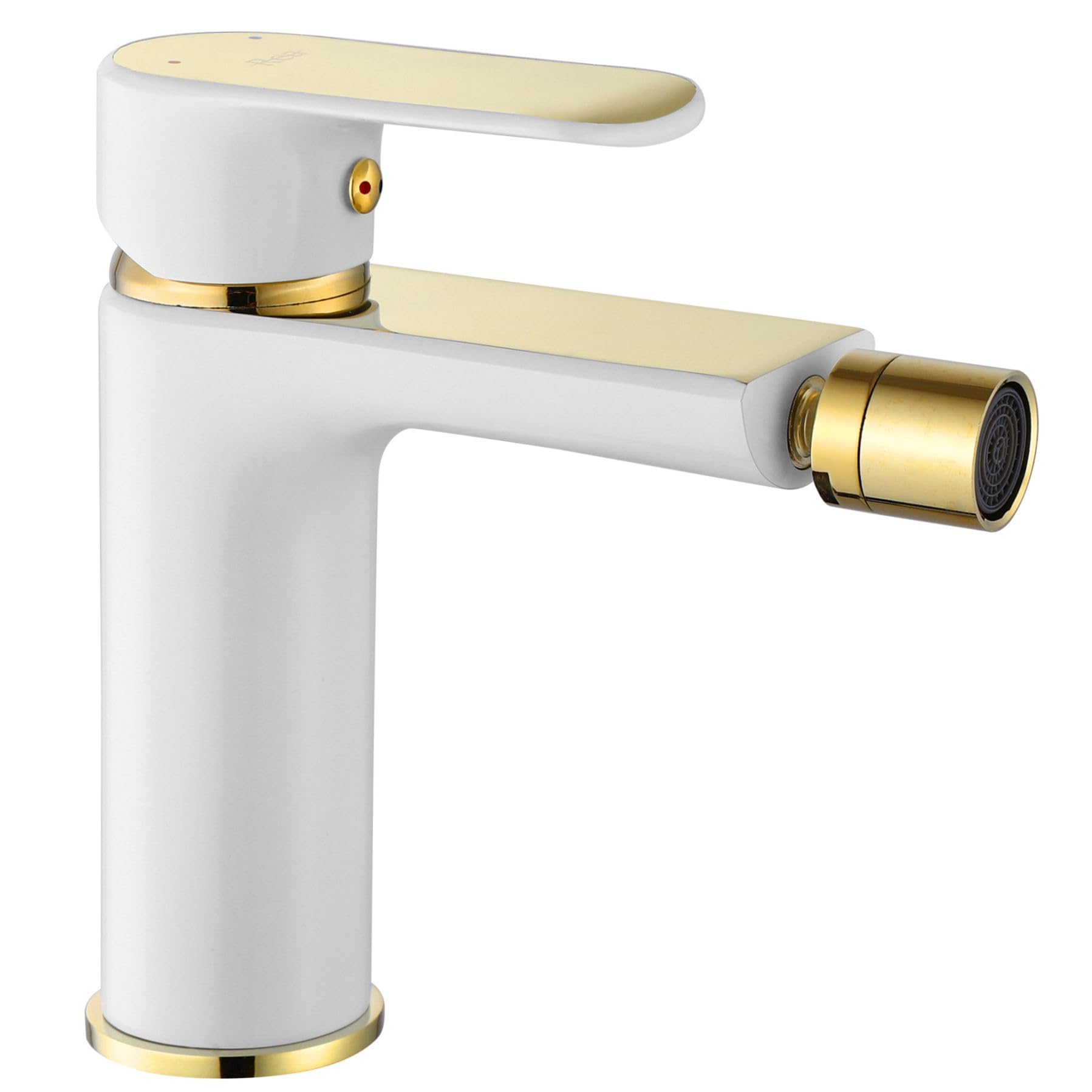 Rea GRIFO DE BIDET BLOOM WHITE GOLD Mezclador monomando de latón para WC Inodoro Baño (Blanco/Dorado)
