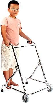 Taller Children with Disabilities Cerebral Palsy Rolling Walker, Height 110-150cm, Heavy Duty Folding Upright Walker for Kids Rehabilitation Training Required