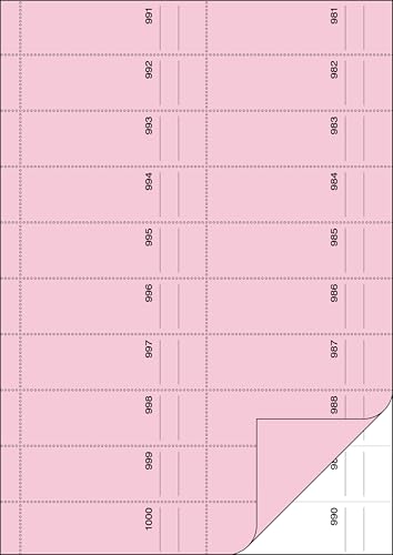 SIGEL BO112 Bonbuch Bonblock, 1000 Abrisse rosa, DIN A4, 2x50 Blatt