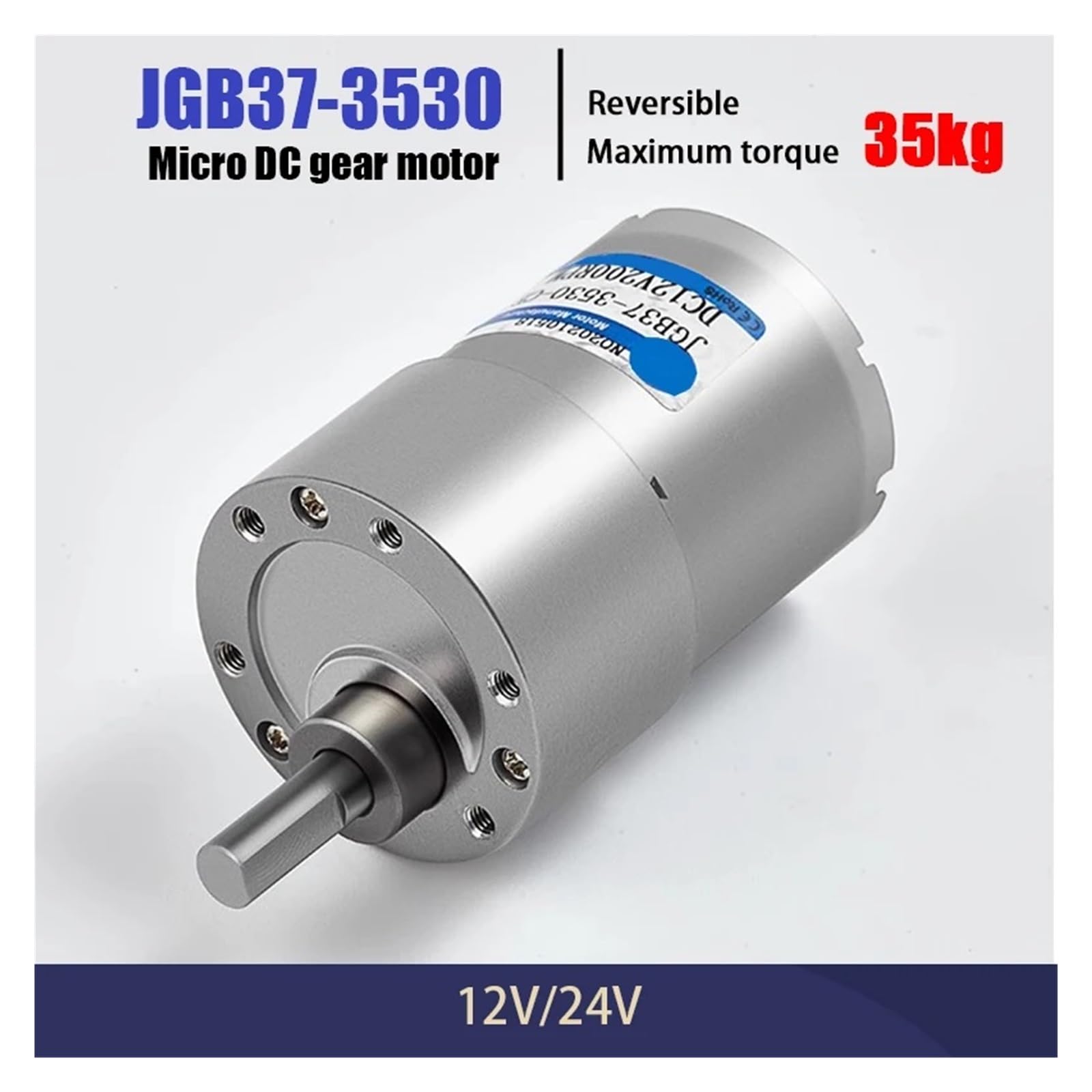 Jgb37-3530 Micro Motore di riduzione DC Motore di Regolazione della velocità 12V / 24V Motore con Ingranaggi in Metallo a Coppia Elevata(76RPM_12V)