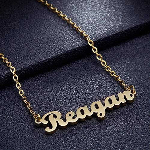 Ldurian Custom Name Necklace, Reagan Name Plate Pendant Necklace Pre Gifts, Charm Necklaces Jewelry for Birthday Anniversary - 5