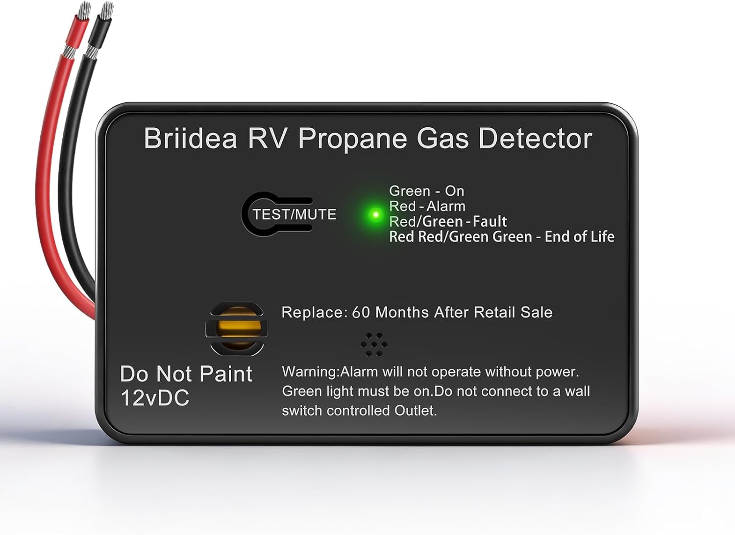 RV Propane Gas Detector, Briidea 12V RV LP Alarm with UL-Certified Figaro Sensor, 0.5s Response, 100dB Alarm, Surface Mount, for RV Motorhome Travel Trailer Motor Coach Truck Camper