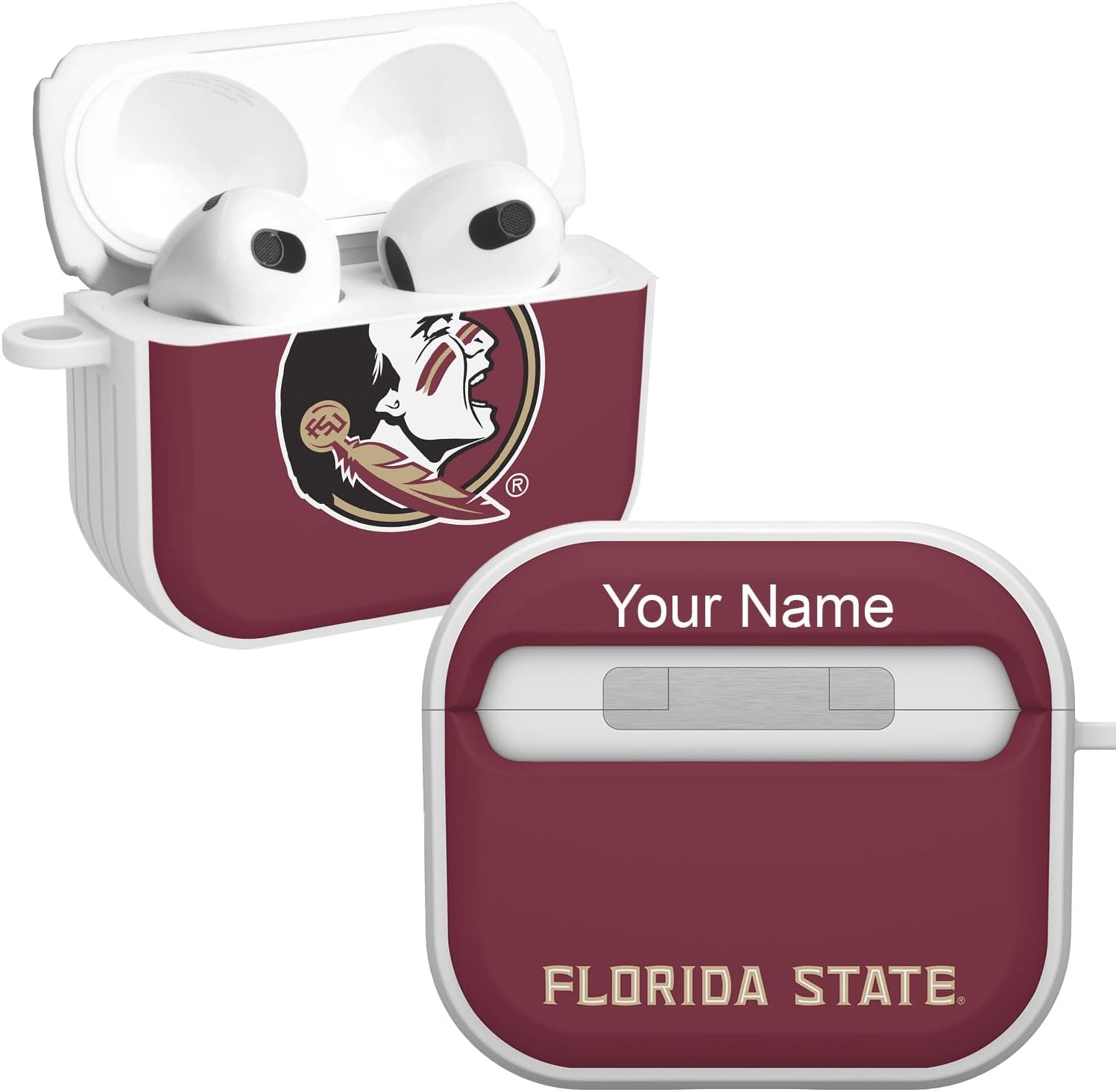 Affinity Bands Florida State Seminoles HDX Custom Name Case Cover Compatible with Apple AirPods Gen 3 (Classic)