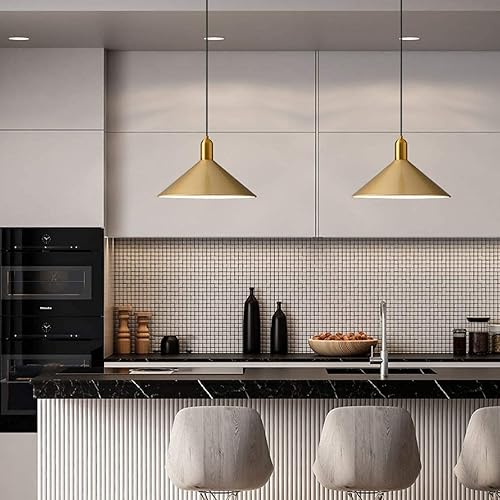 Miniatura 6 de KCO Iluminación de mediados de siglo moderna cúpula colgante luz grande granja isla iluminación oro granero luces colgantes latón cocina colgante