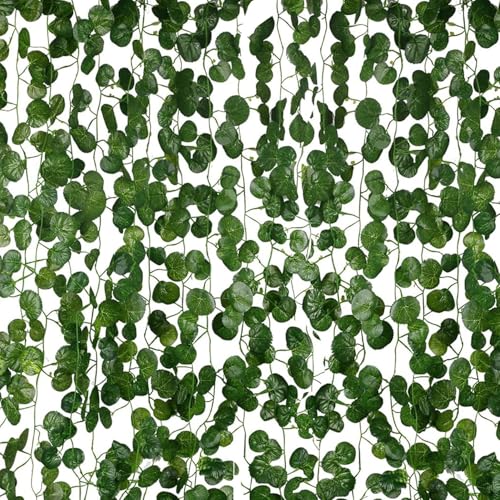 HONVONTU 87 FT 12 PCS Artificial Ivy Garland Fake Ivy Leaf Plants Greenery Vine Hanging Garland for Home Bedroom Balcony Office Garden Party Wedding Wall Room Decor, Green