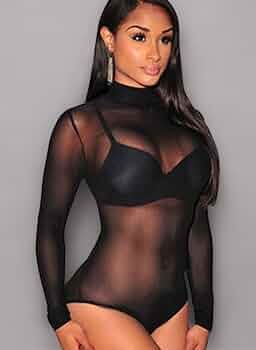 Body Donna In Mesh Trasparente | Maniche Lunghe, Collo Alto | Sexy E Elegante - Foto 7