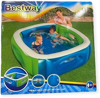 حوض سباحة قابل للنفخ للأطفال من Next Store مع نافذة، حوض سباحة صغير للأطفال في الهواء الطلق، حوض مائي مع تصميم نافذة شفاف، حوض سباحة صيفي