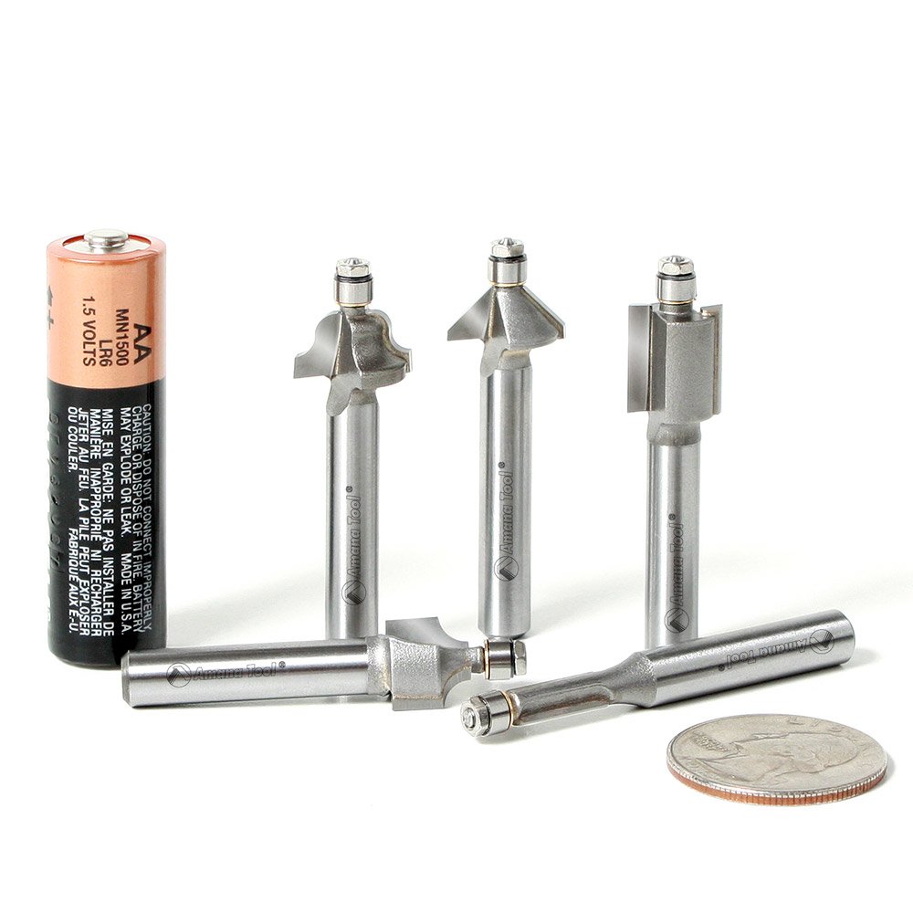 Amana Tool MR0110 Corner Rounding with Mini 3/16 Ball Bearing Guide 3/8-Inch Diameter, 3/32-Inch Radius, 1/4-Inch Shank, Carbide Tipped Router Bit