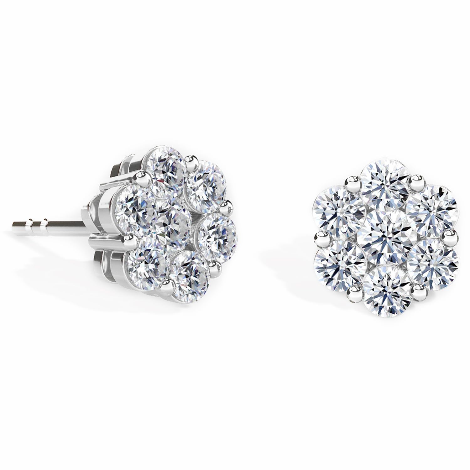 LUXURIANT Diamant Ohrringe – SGL-zertifizierte VS Labor Diamanten, 1 ct, 925 Silber & 750 Gelbgold Vermeil & Platiniert