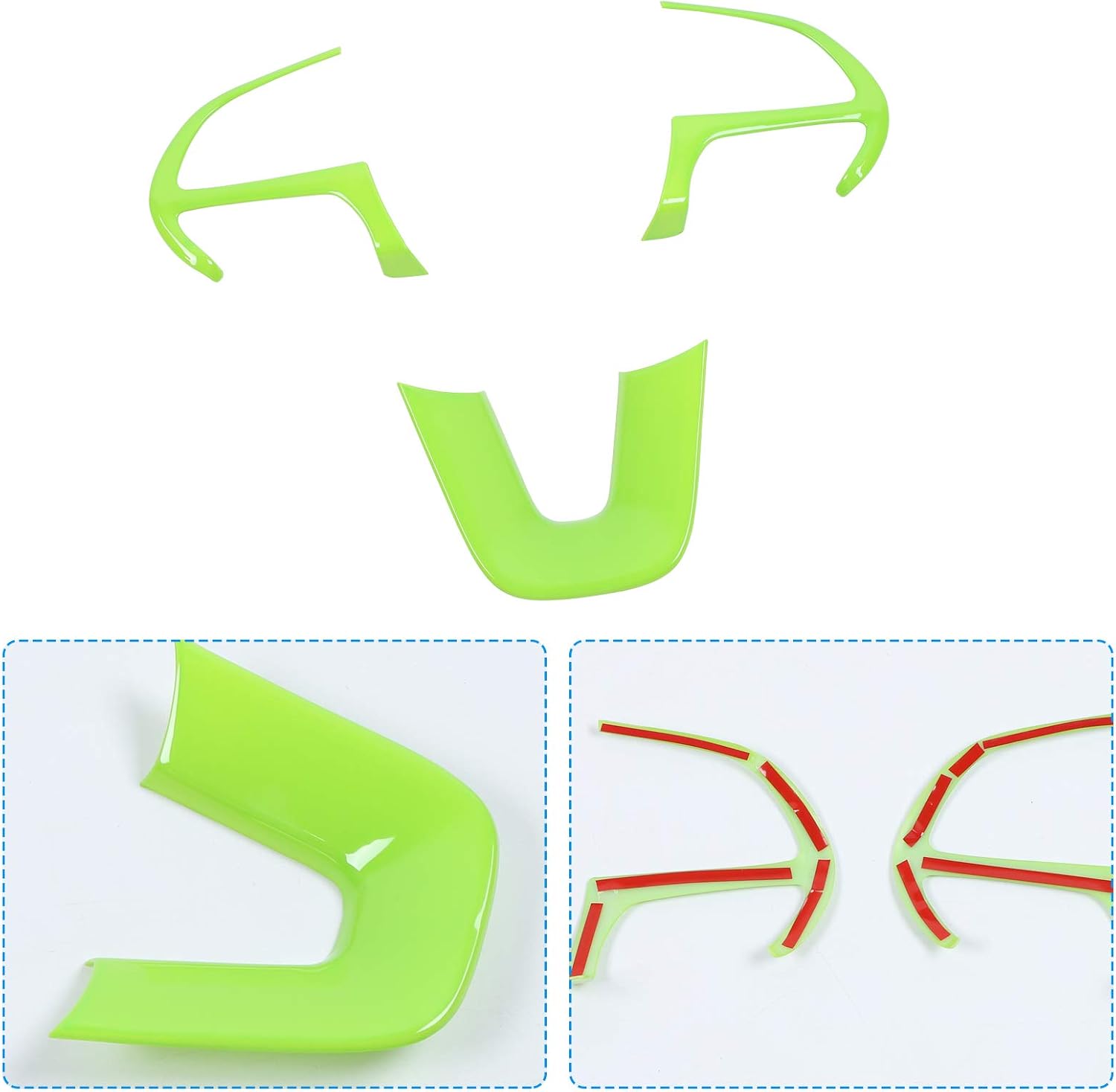 JeCar Steering Wheel Cover Interior Decoration Trim Kits Compatible with Dodge Challenger/Charger 2015-2023/Durango 2014-2020 & Grand Cherokee 2014-2019 SRT8, Green