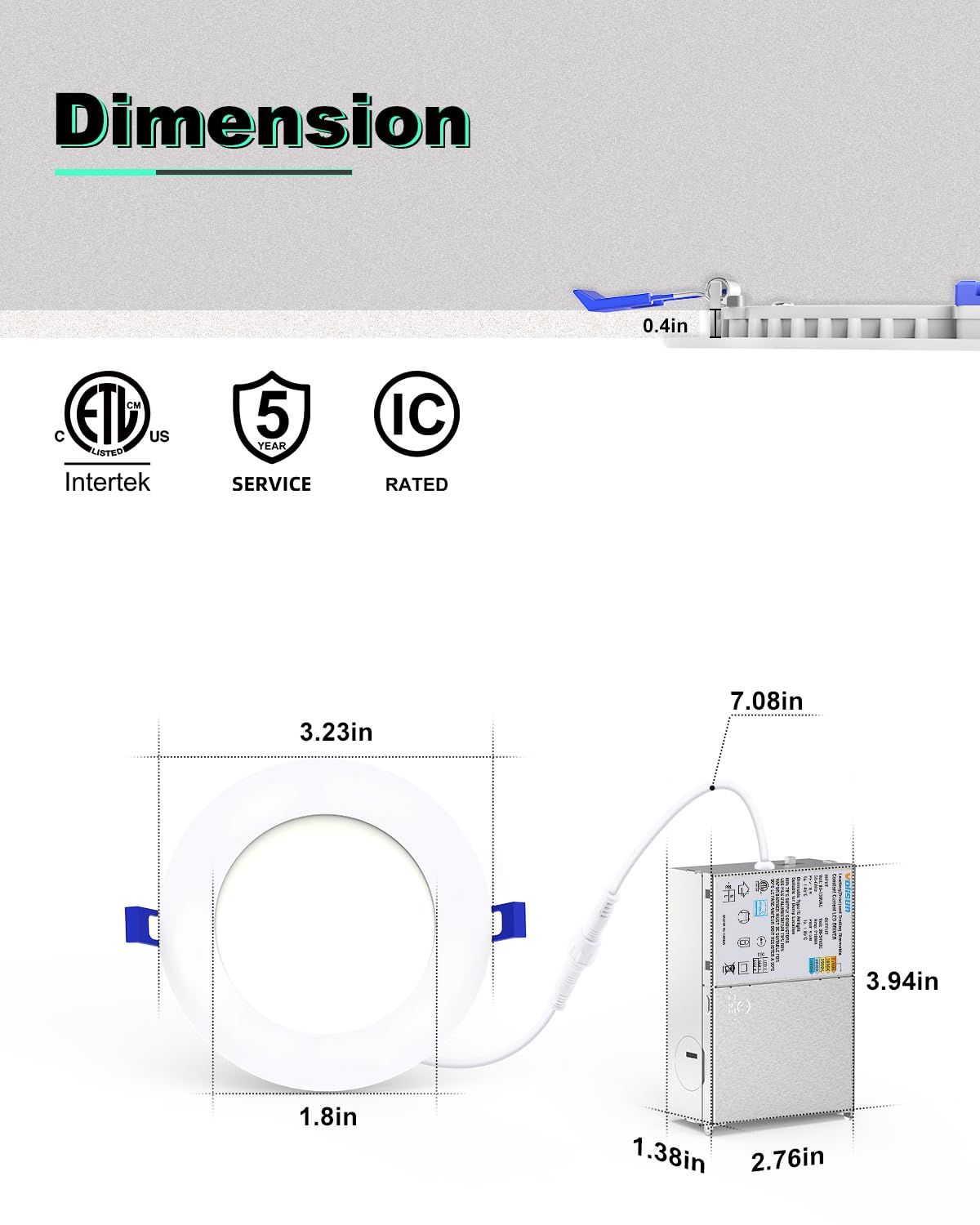 VOLISUN 12 Pack LED Recessed Lights - Adjustable Color -4