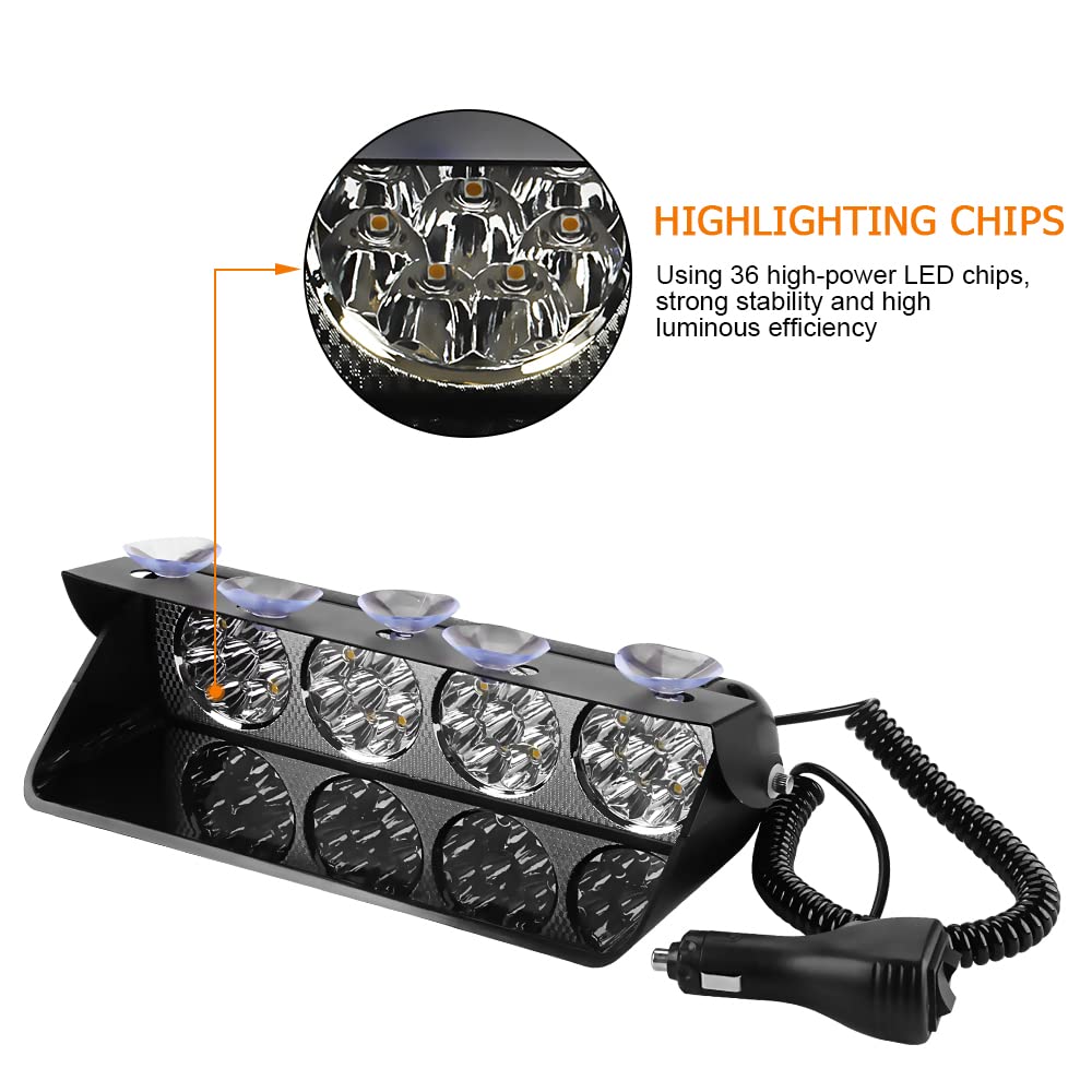 36 LED Ambra Beacon Strobe Luce Di Emergenza Super Bright Beacon Danger LED Flash Con Ventosa 12V Adatto Per Auto Camion SUV Interno Tetto/Dash/Parabrezza