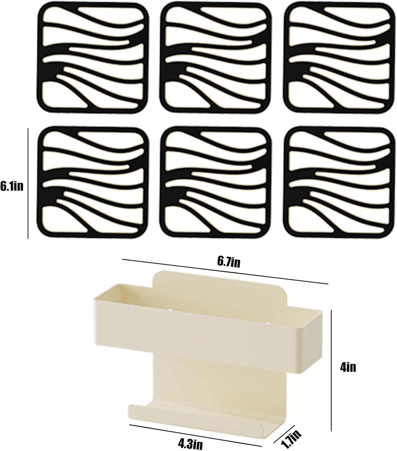 Pihura Silicone Trivet Mats 6pack, Wall Mounted Insulation Mat, Insulated Non-Slip Durable Kitchen Mats, Silicone Trivets for Hot Pots and Pans, Trivet Mats with Storage Rack 3