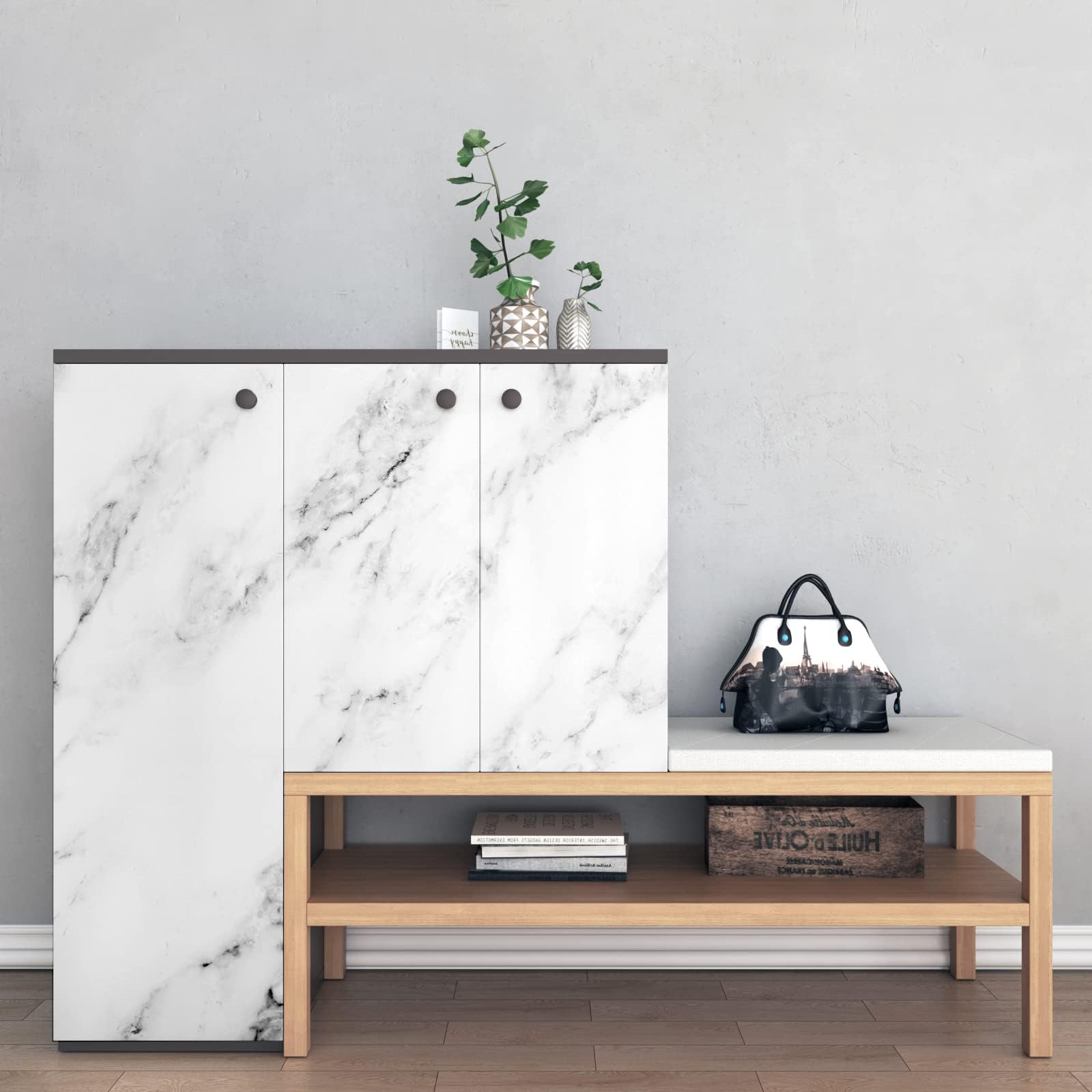Decotalk Pellicola Adesiva per Mobili Effetto Marmo Bianco Grigio 81X500cm Spesso Carta Adesiva per Mobili Rivestimento Top Cucina Carta da Parati Autoadesiva PVC Impermeabile Soggiorno Tavolo Moderna