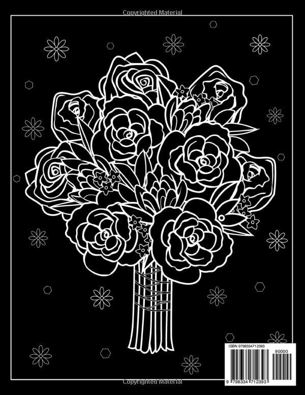 Rose Flowers Black Paper Coloring Book Blooming Beauty on Every Pages: 35 Unique Beautiful Designs Perfect Gifts For All Ages image 3