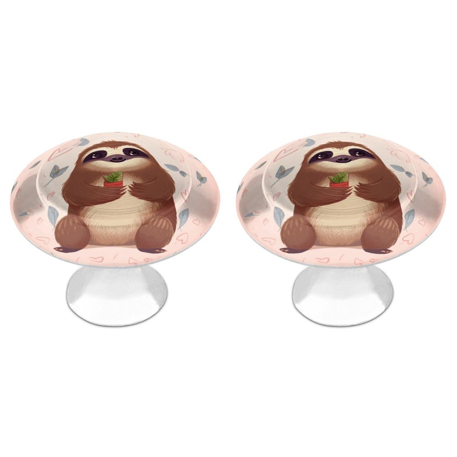 Vstadank Style Cute Sloth Cabinet Knob 2 Pack Round Drawer Pull Kitchen Cabinet Hardware Stainless Steel Dresser Drawer Knob Simple Cabinet Pull For Dresser Closet Door Knobs Cupboard