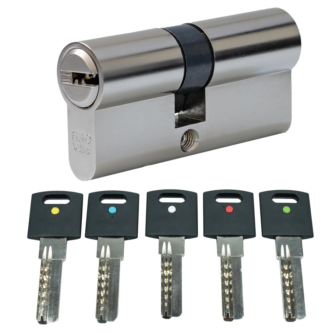 FELGNER Doppio cilindro XCOLOR | Cilindro di chiusura cilindro profilo serratura di sicurezza per porta di casa e porta d'appartamento | incluso 5 chiavi con punto colorato | 35/55 mm