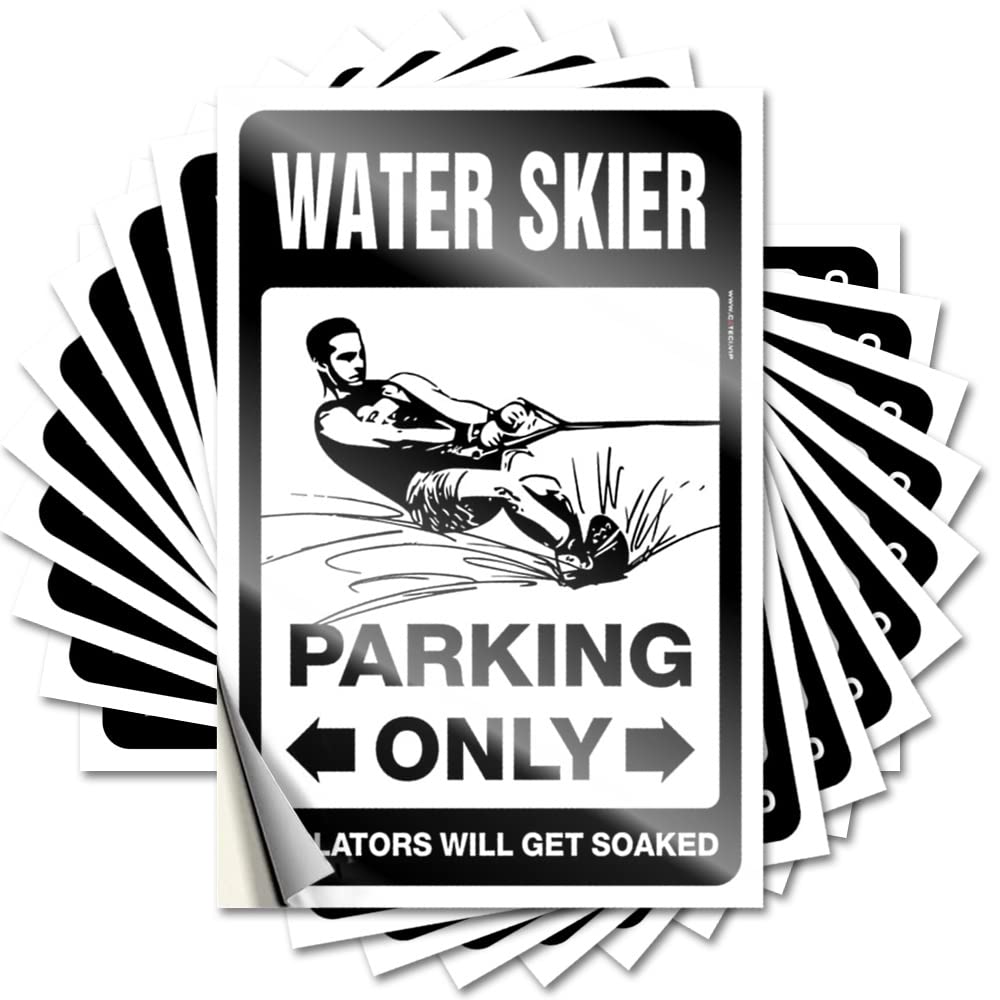 Funky Room Decor Antimicrobial Tattoo - Water Skier Parking Only Bumper Waterproof Vinyl Sticker(8X12CM)