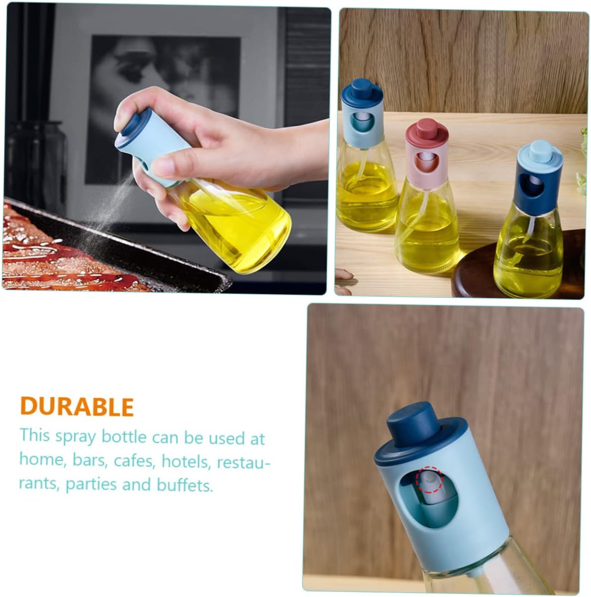 VALICLUD 2Pcs Press Type Oil Sprayer Bottles for Kitchen Cooking Even Spray Control Leak Glass Dispenser with Lid Suitable for Soy Sauce and Low Calorie Healthy Diet