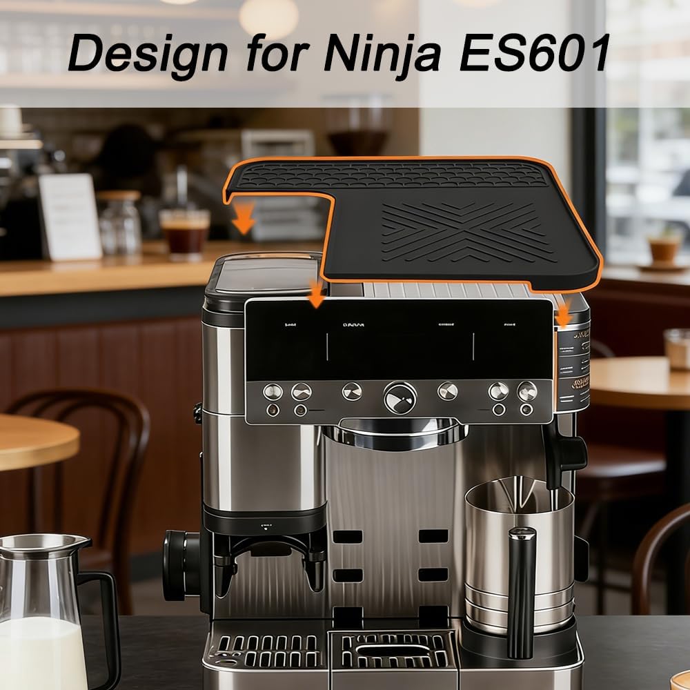 Silicone Top Mat Coffee Espresso Machine Protective Mat Compatible with Ninja Luxe Cafe ES601 ES701（Grey-B）