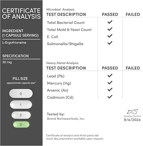 Miniatura 6 de Suplemento de ergotioneína (EGT) 30 mg de L-ergotioneína pura a base de plantas por cápsula, 60 unidades (puede apoyar la longevidad y el