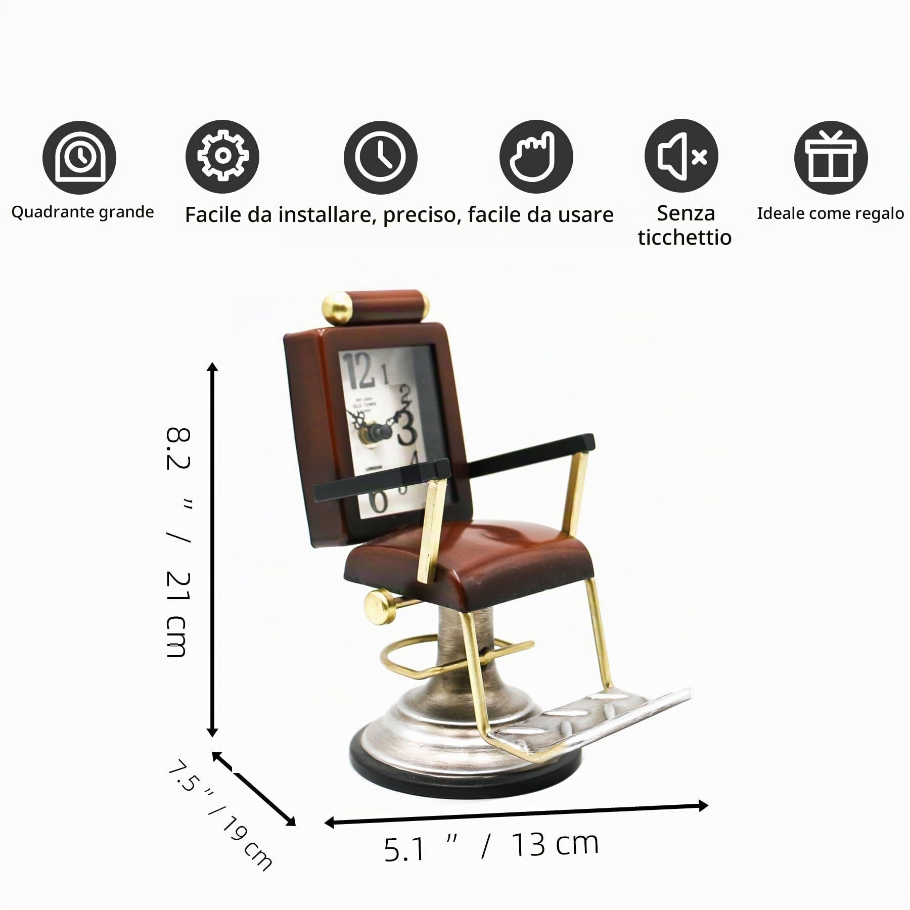 YOUKI Orologio da tavolo decorativo da barbiere, regalo per parrucchieri