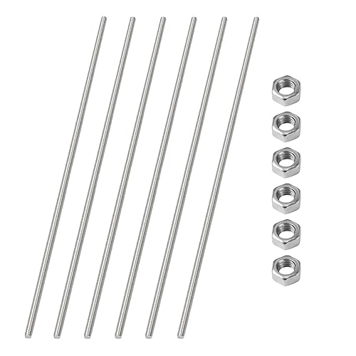 Miniatura 8 de Varilla y tachuelas totalmente roscadas M4 x 13.780 in14 pulgadas, varillas de rosca derecha de acero inoxidable 304, paso de rosca M4-0.7 para
