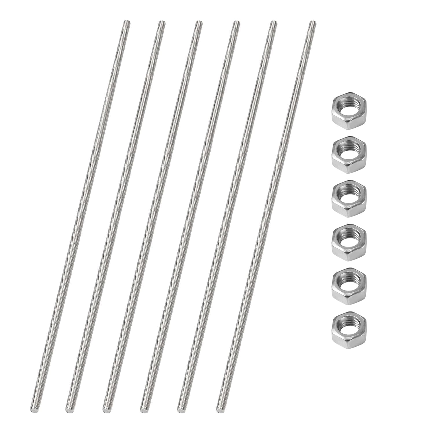 Uxcell M4 X 60mm 304 Stainless Steel Fully Threaded Rod Bar Studs Hardware 10 Pcs