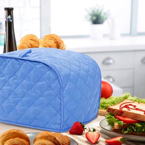 Miniatura 3 de Cubierta acolchada de poliéster para tostadora de dos rebanadas y protección contra el polvo y las huellas dactilares, lavable a máquina (azul, 11.5