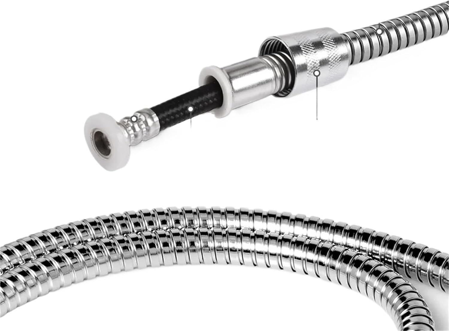 Stainless Steel Encryption Flexible Shower Hose Long Water Hose Extension Plumbing Pipe Pulling Tube Bathroom Accessories(1.5m)