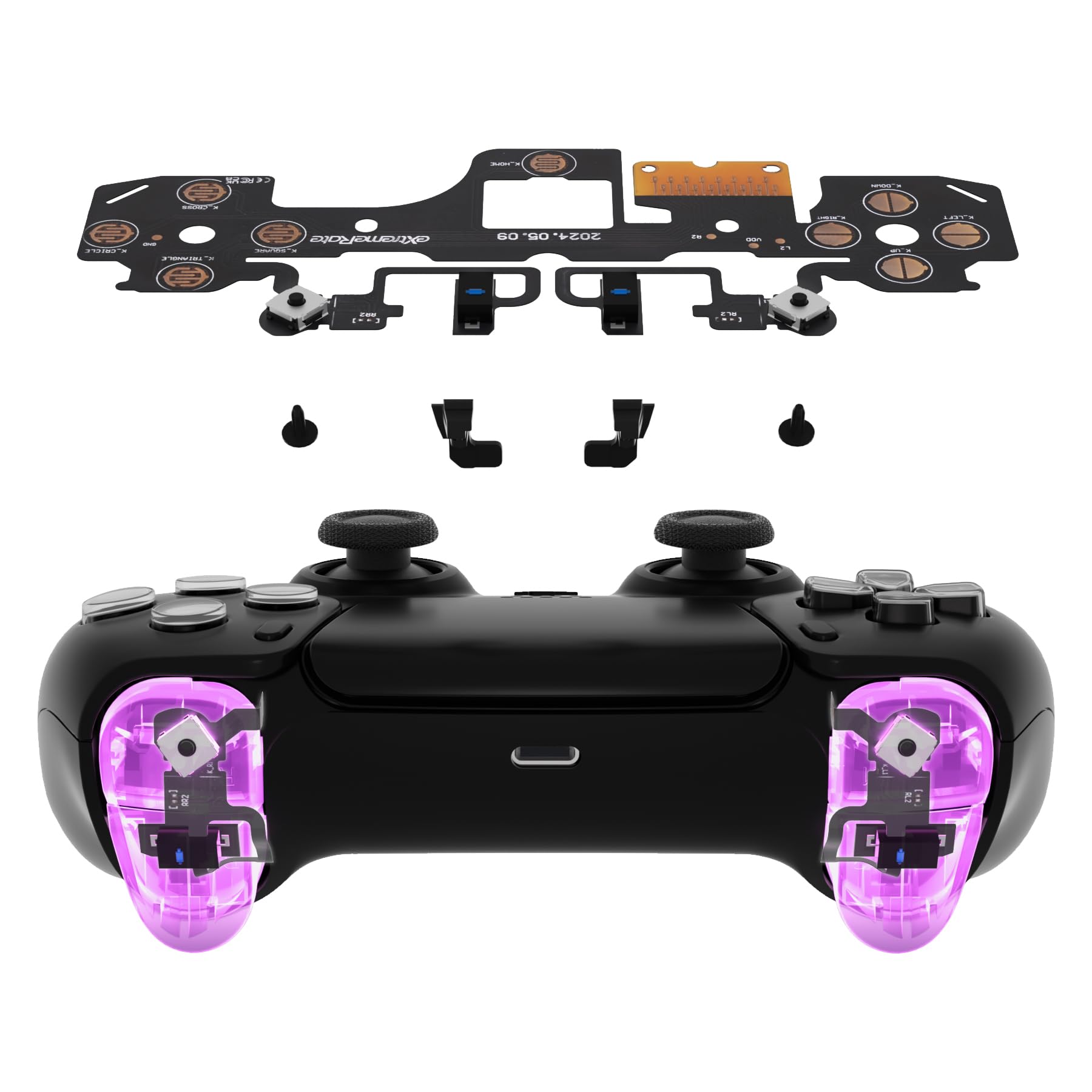 eXtremeRate Clicky Hair Trigger Kit V2 per ps5 Controller BDM 040 050 060, Microinterruttore L2R2 Trigger Stop Ergonomico Tasti L1R1 Tattili Mouse Click Kit per ps5 Joystick-Versione Leggera