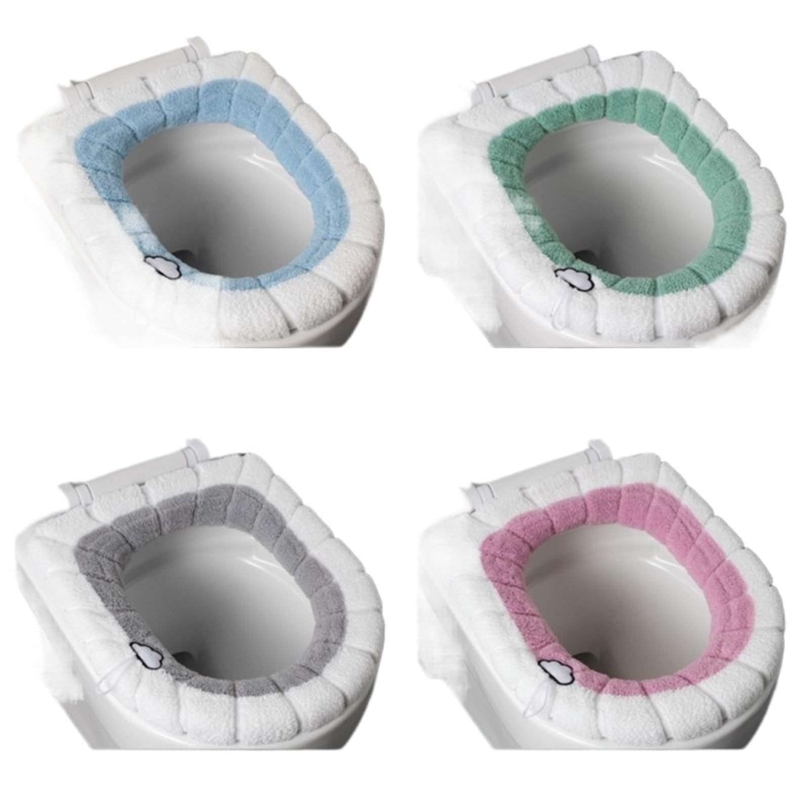 PADGCNOR Soft Toilet Seat Cushion Thickened Plush O-Type Warm Toilet Cushion Universal Winter Seat Cover(Solid color 4pcs)