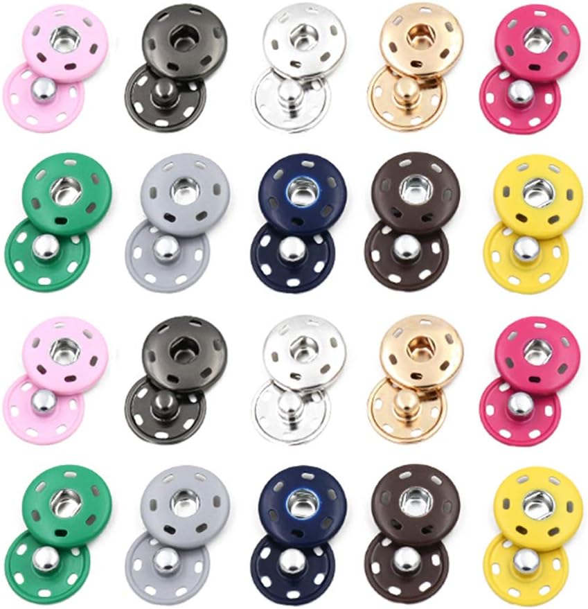 RMISODO 50 Sets 15mm Sew-on Snap Button Metal Snap Fastener Press Stud Button for DIY Craft Sewing Clothing