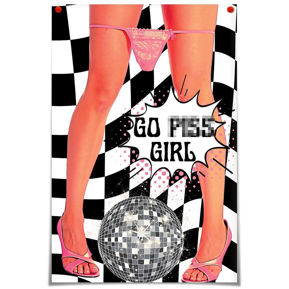Funny Canvas Wall Art  Print Girl Funky Posters Trendy Wall Art Disco Ball Wall Decor for Bathroom Living Room Bar 12 x 16 in Unframed