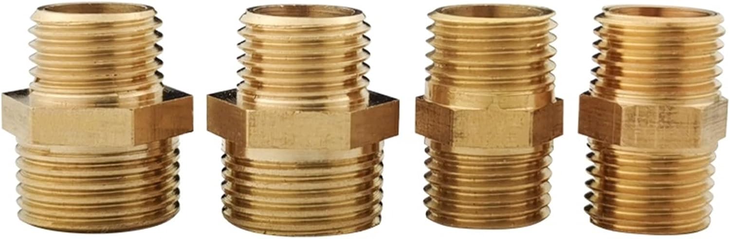 Brass Pipe Hex Nipple Fitting Quick Coupler Adapter 1/8 1/4 3/8 1/2 3/4 1 Inch Male to Male Thread Water Oil Gas Connector 1Pcs(1 Fen)