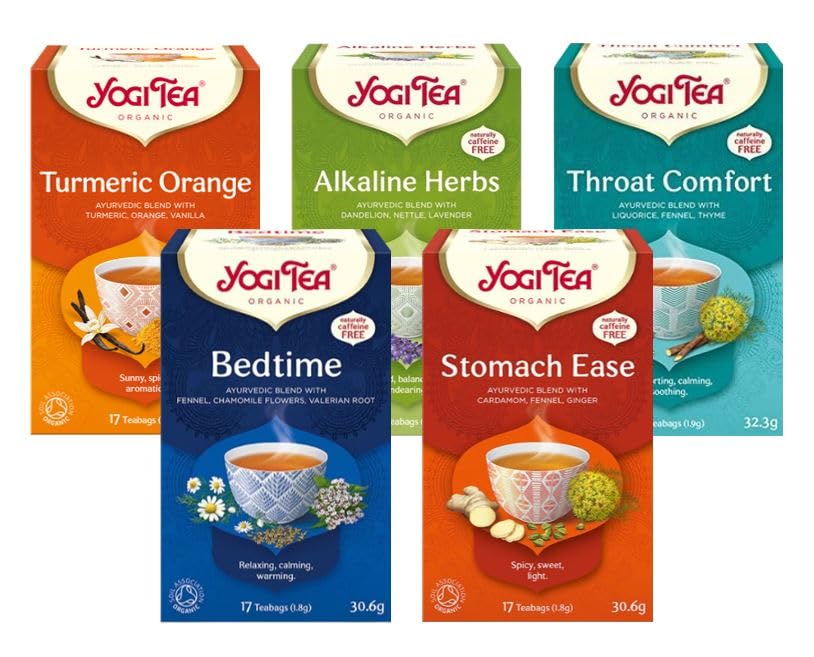 Yogi Teas 5 x 17 Bags Mixed Case Selection,Alkaline Herbs,Turmeric ...