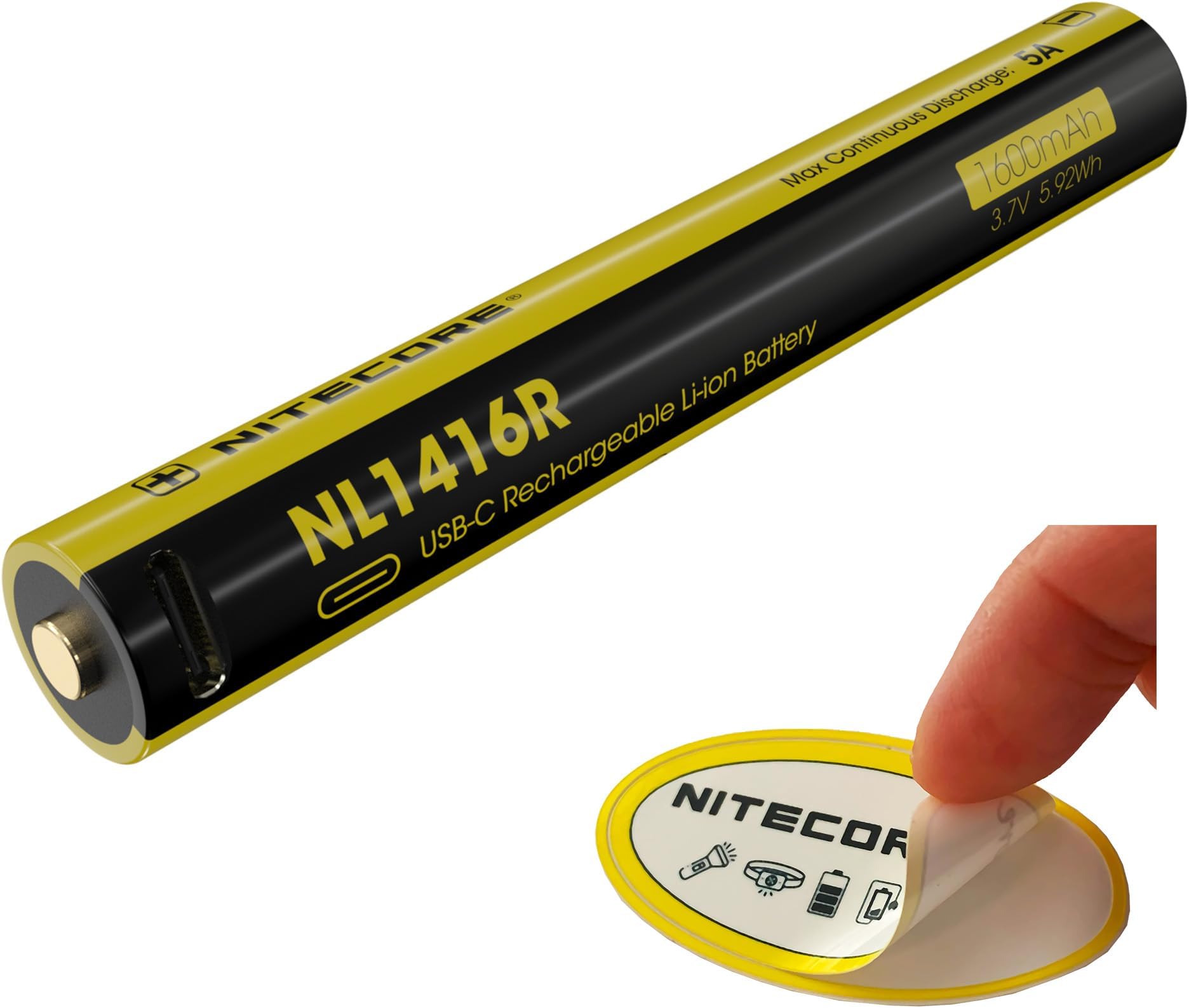 NL1416R 1600mAh USB-C Rechargeable Battery for MT2A Pro, Black/Yellow, 6952506496471